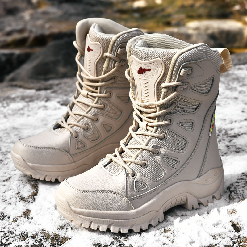 Outdoor Hunting Boots For Men - Beige Winter Outdoor Hiking Boots Couple