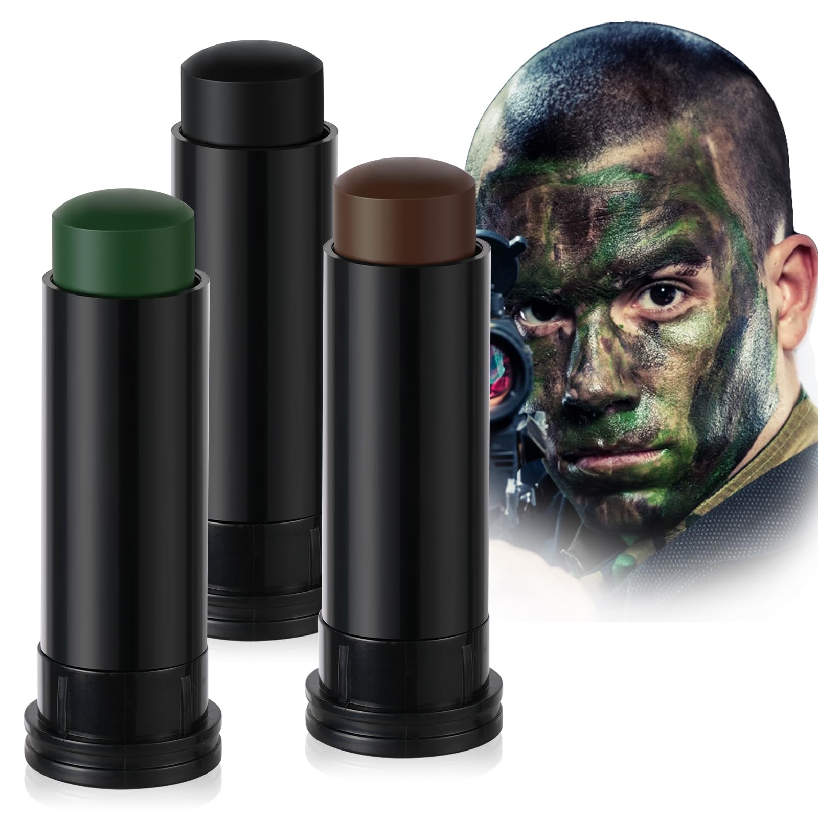 Camo Face Paint - 3Pcs Military Woodland Face Paint Stick,