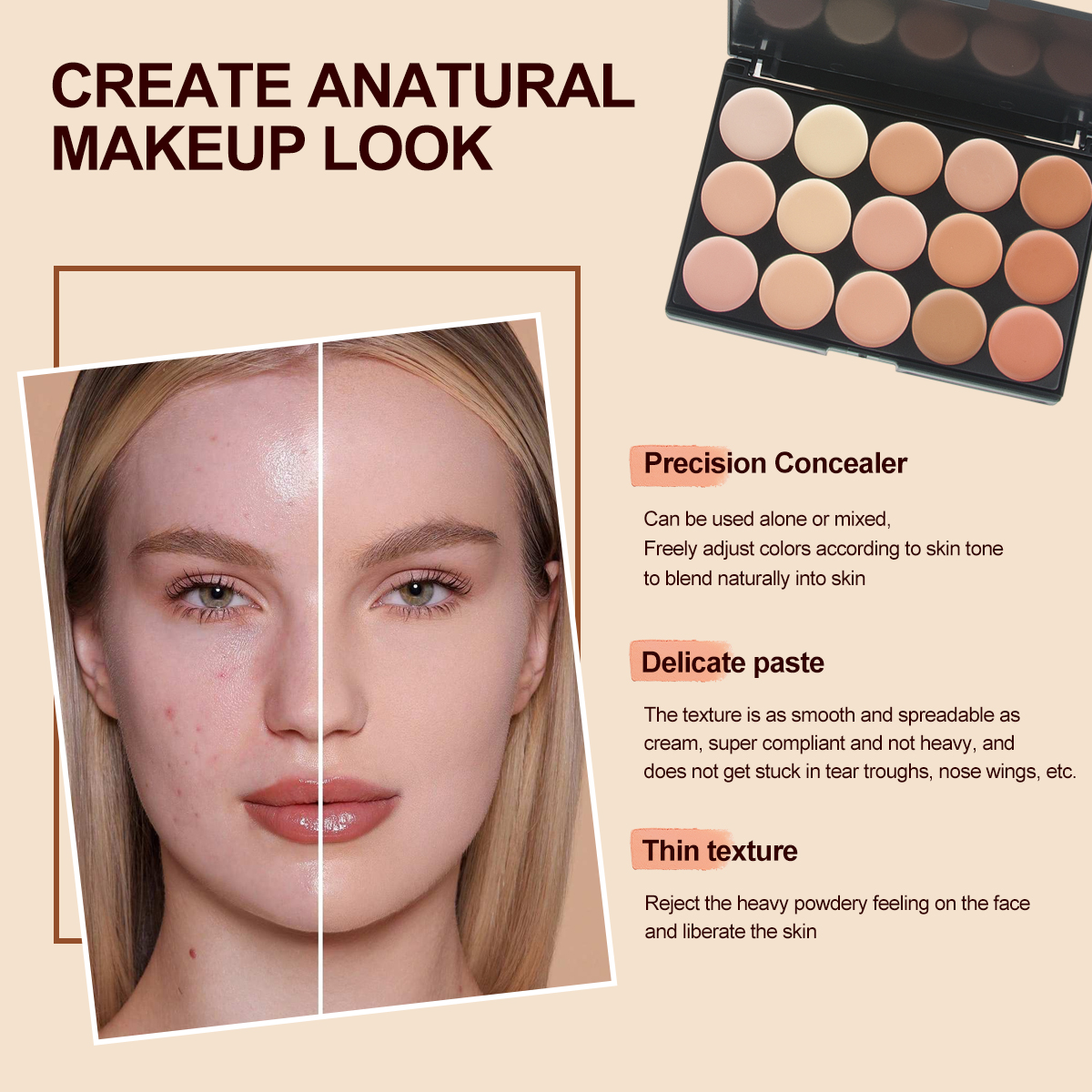 15 Colors Face Concealer Camou - Camo Face Paint avaliação e preço