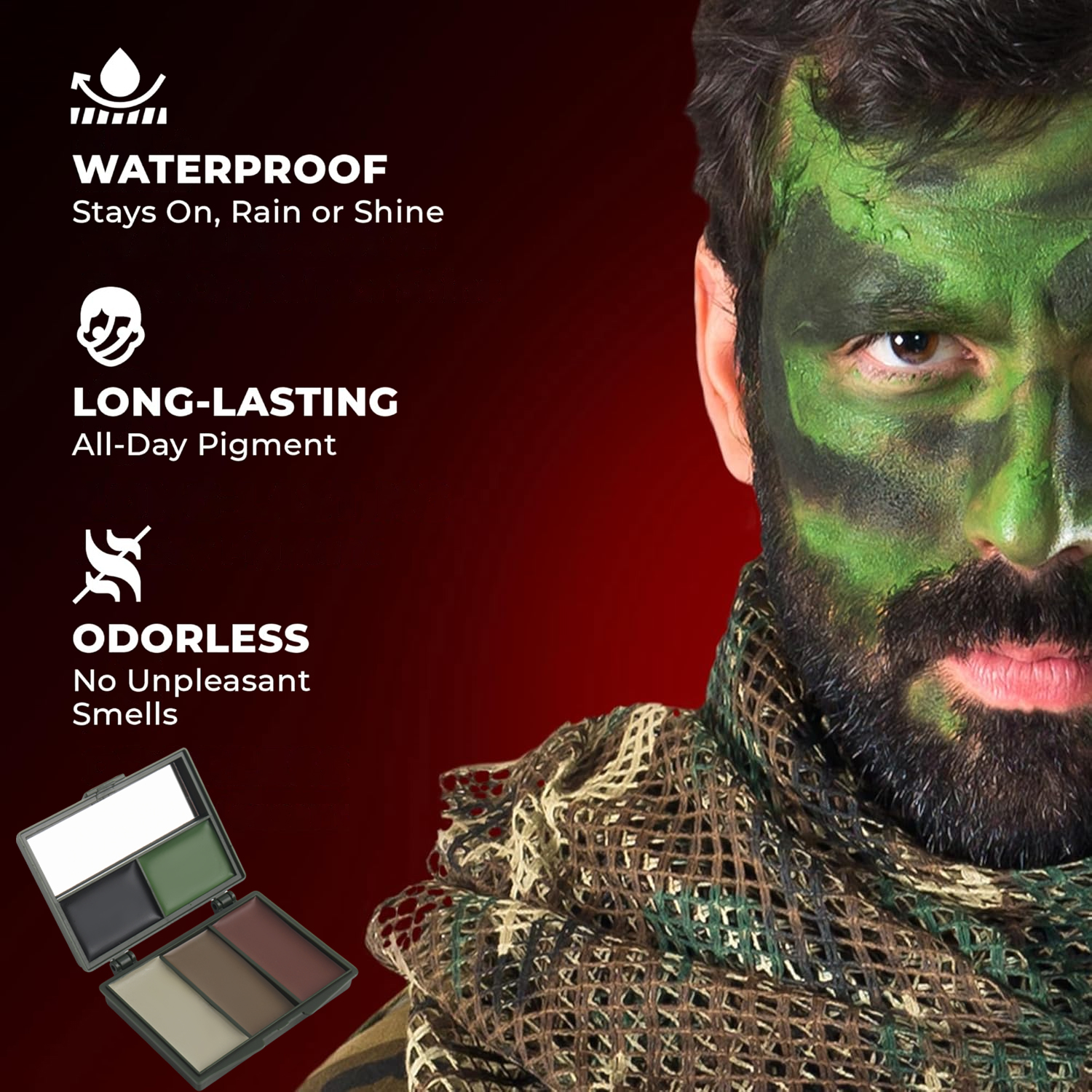 5-Color Camouflage, Face Paint - Camo Face Paint avaliação e preço