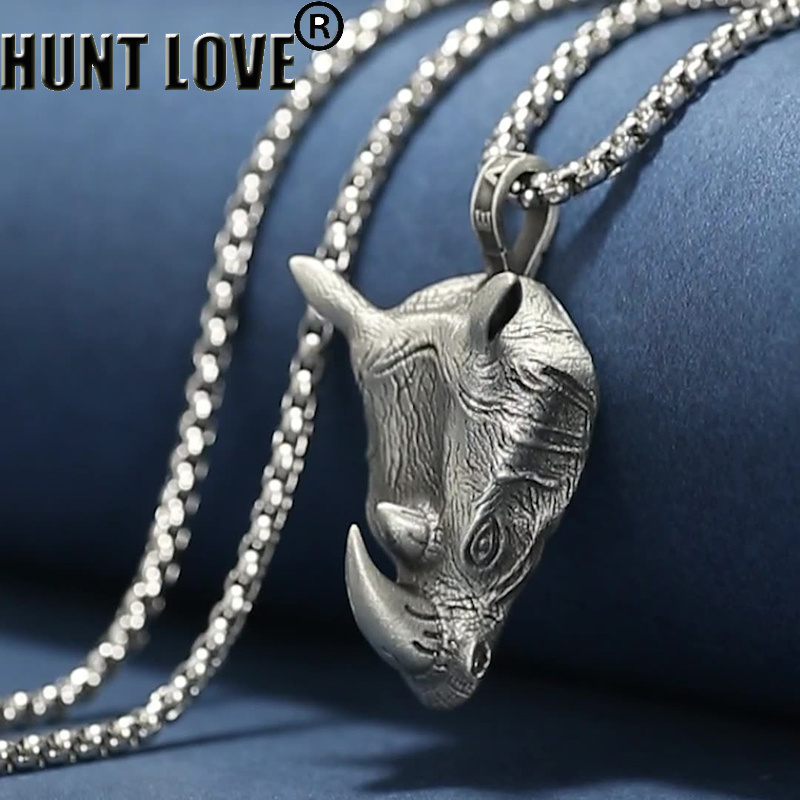1Pcs Pure Tin Rhino Head Penda - Wildman Hunting & Outdoor Linton'S Corner Silver Lakes avaliação e preço