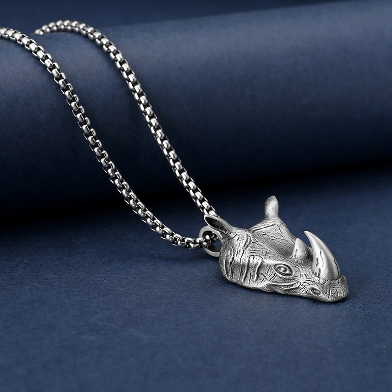 1Pcs Pure Tin Rhino Head Penda - Wildman Hunting & Outdoor Linton'S Corner Silver Lakes avaliação e preço