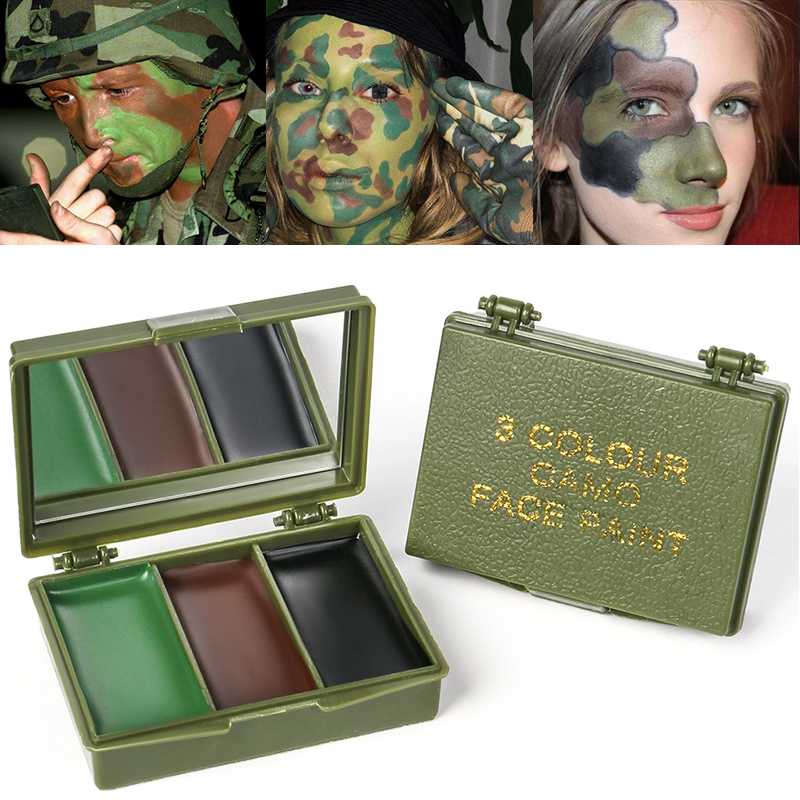 3-color camouflage face painti - Camo Face Paint avaliação e preço