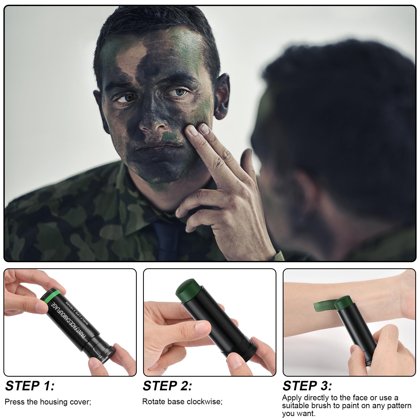 3 Colors Camo Face Paint Tube  - Camo Face Paint avaliação e preço